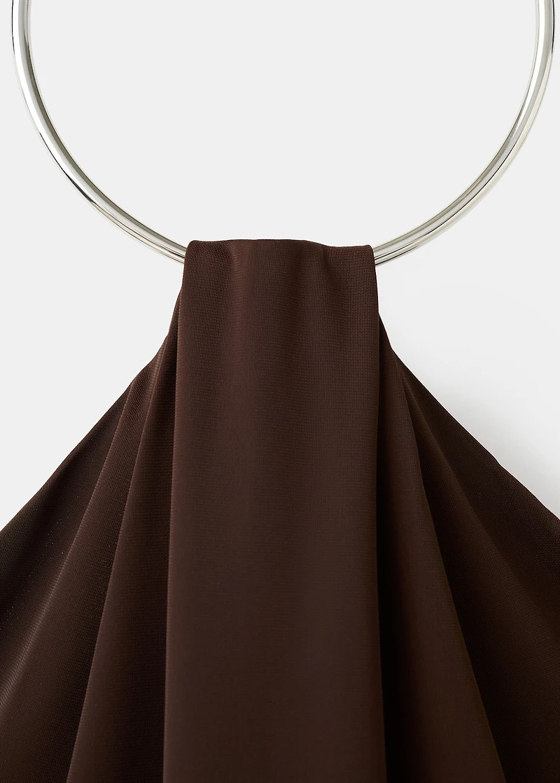 Fine-knit dress with choker collar