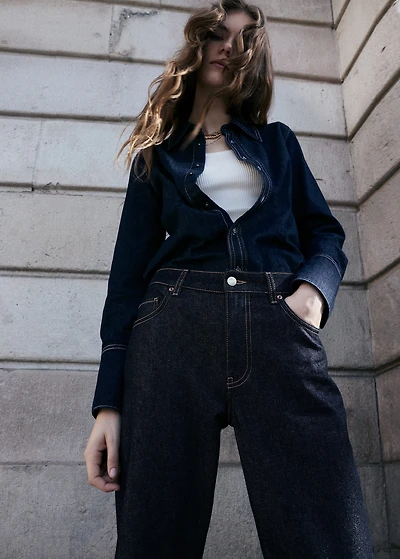 Turned-up straight jeans