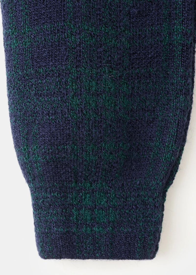 Checkered zipper cardigan