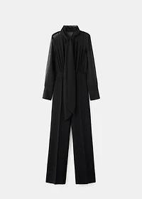 Combined jumpsuit with scarf and rhinestones