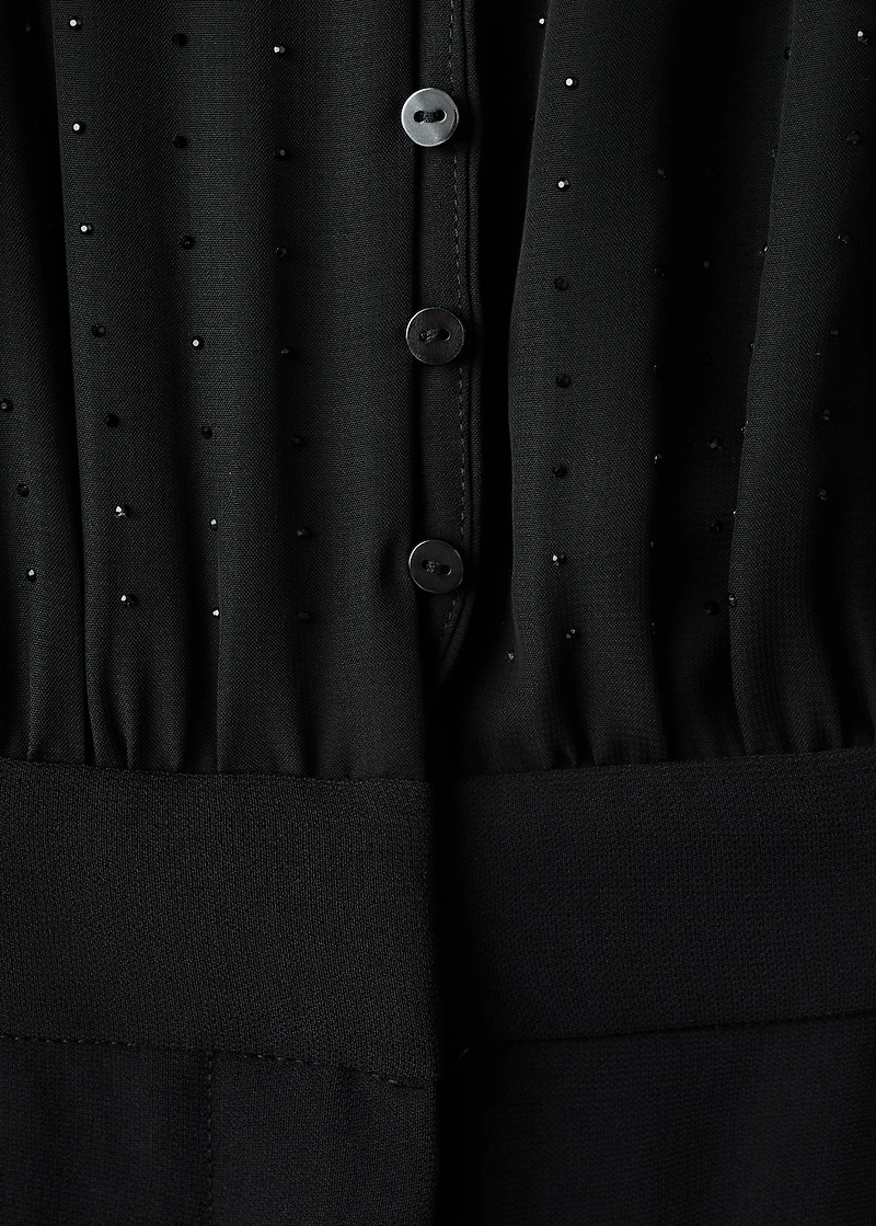 Combined jumpsuit with scarf and rhinestones