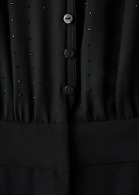 Combined jumpsuit with scarf and rhinestones