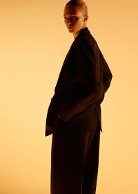 Wool-blend suit pants