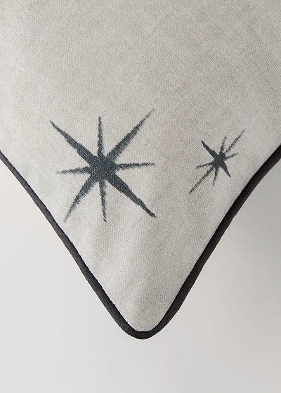 Cotton cushion cover with star print and piping 50x50 cm