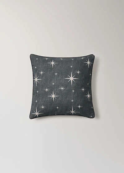 Cotton cushion cover with star print and piping 50x50 cm