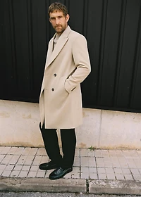 Long double-breasted wool coat