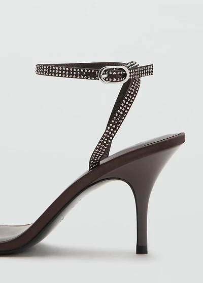 Heeled sandal with strass strap