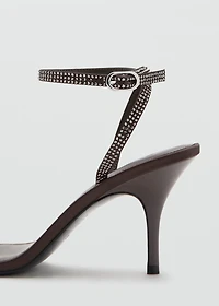 Heeled sandal with strass strap