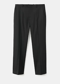 Pleated straight-leg suit pants