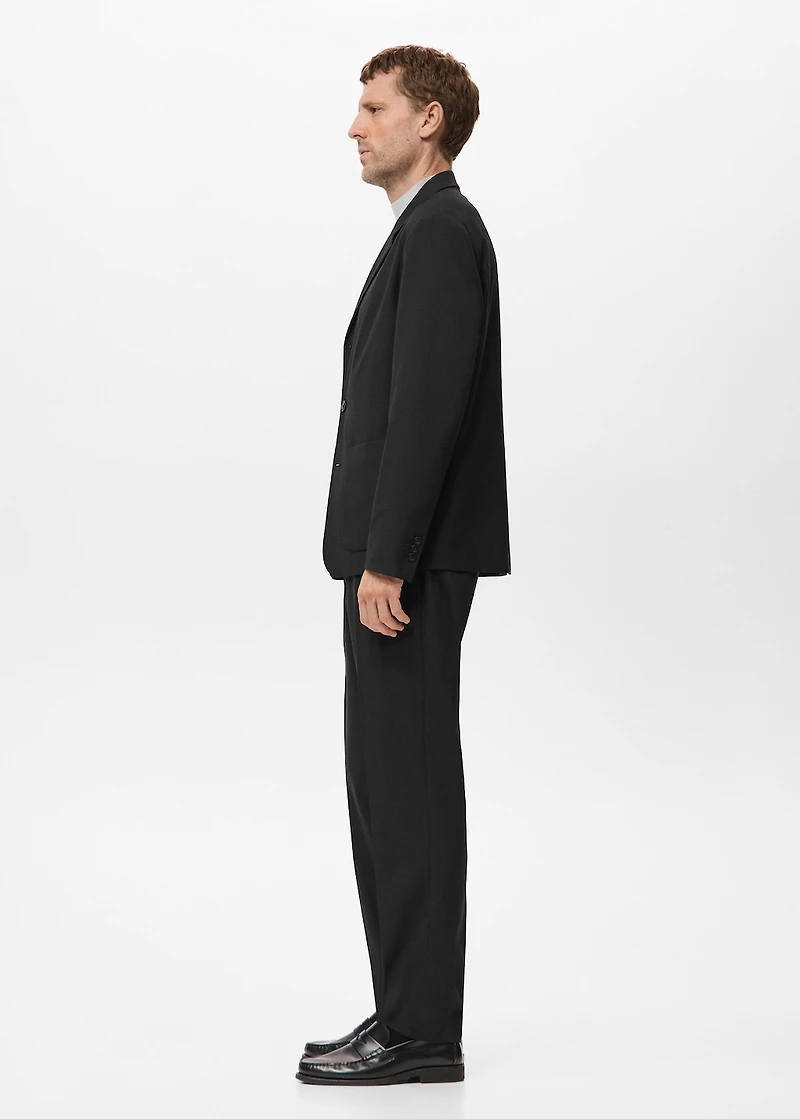 Pleated straight-leg suit pants