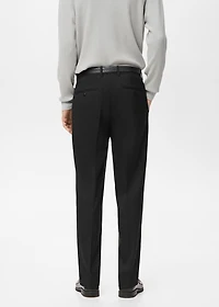 Pleated straight-leg suit pants