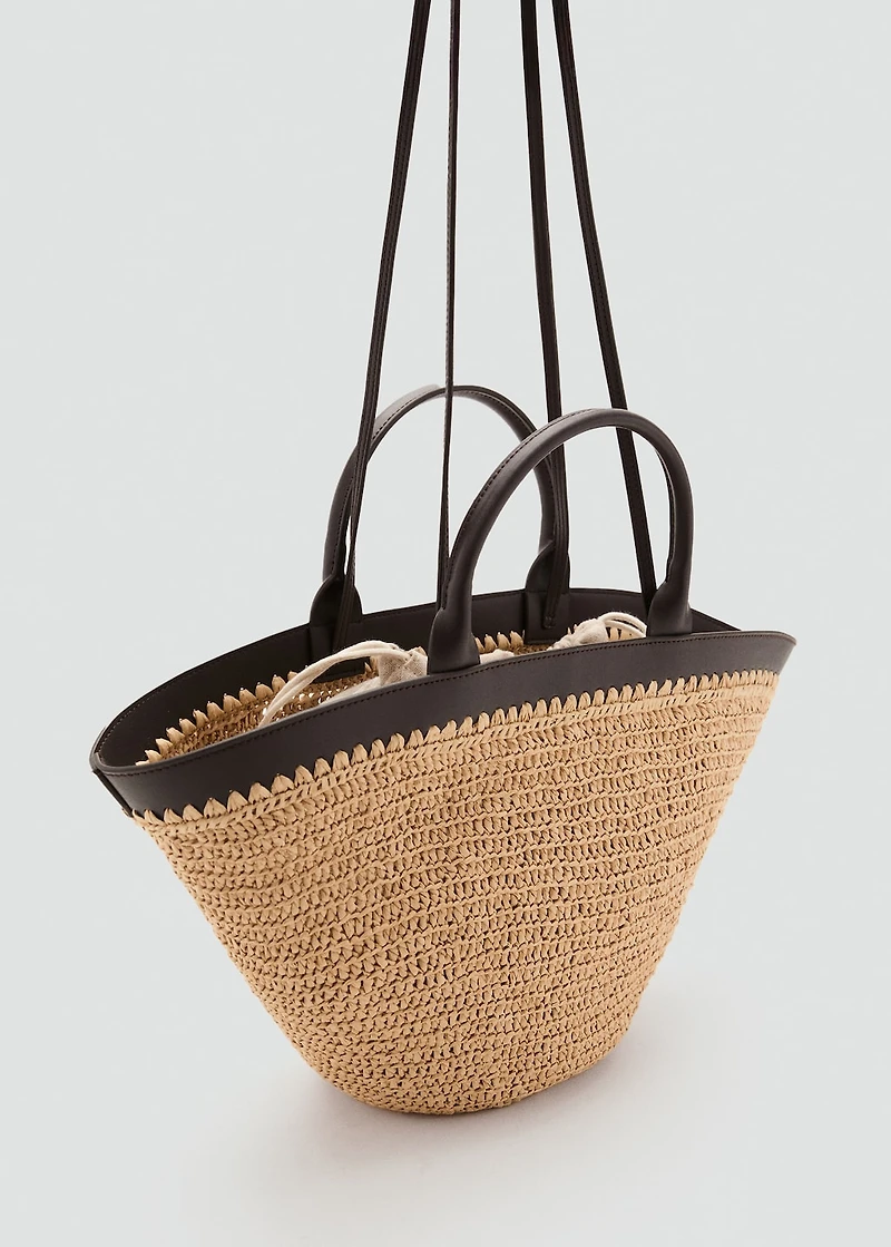 Large natural fiber bag with double handle