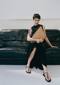 Large natural fiber bag with double handle