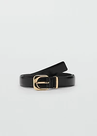 Faux-leather belt with buckle