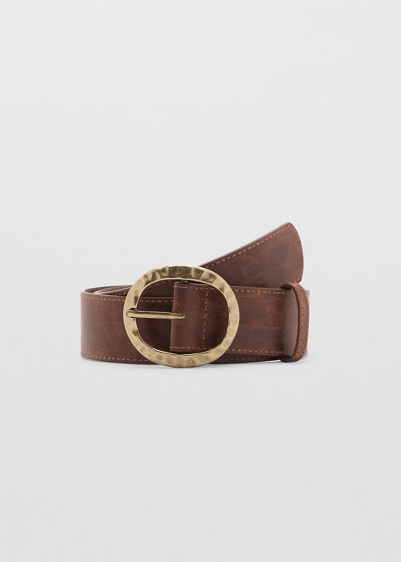 Textured belt with round buckle