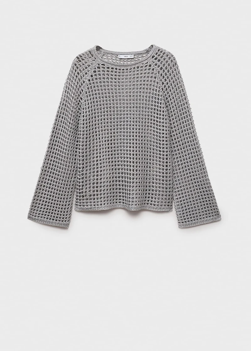 Long-sleeved crochet sweater