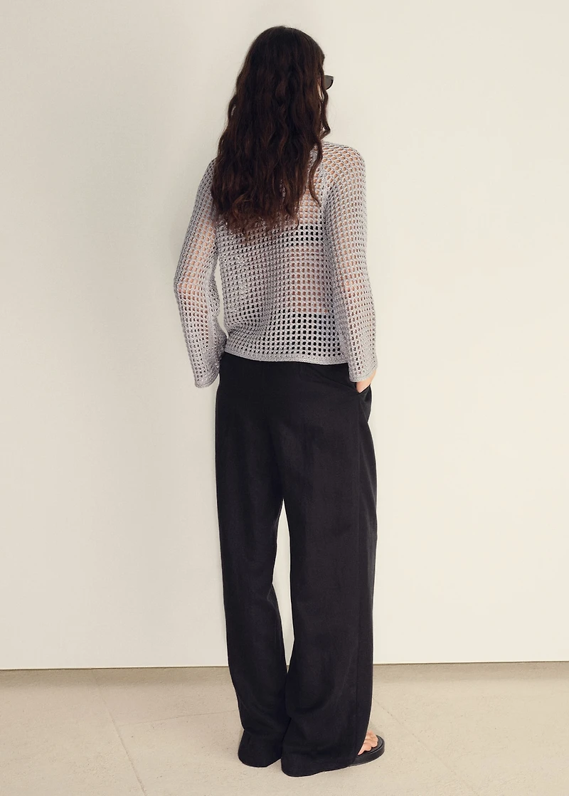 Long-sleeved crochet sweater