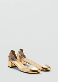 Combined vinyl heeled shoes