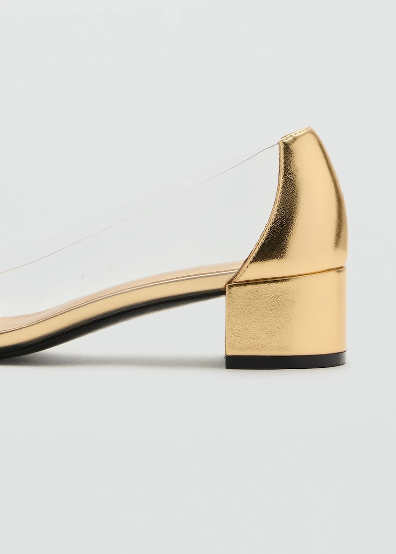 Combined vinyl heeled shoes