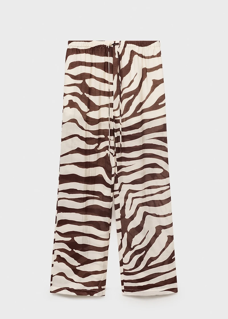 Zebra-print fluid pants