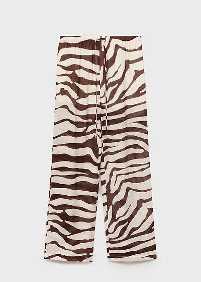 Zebra-print fluid pants