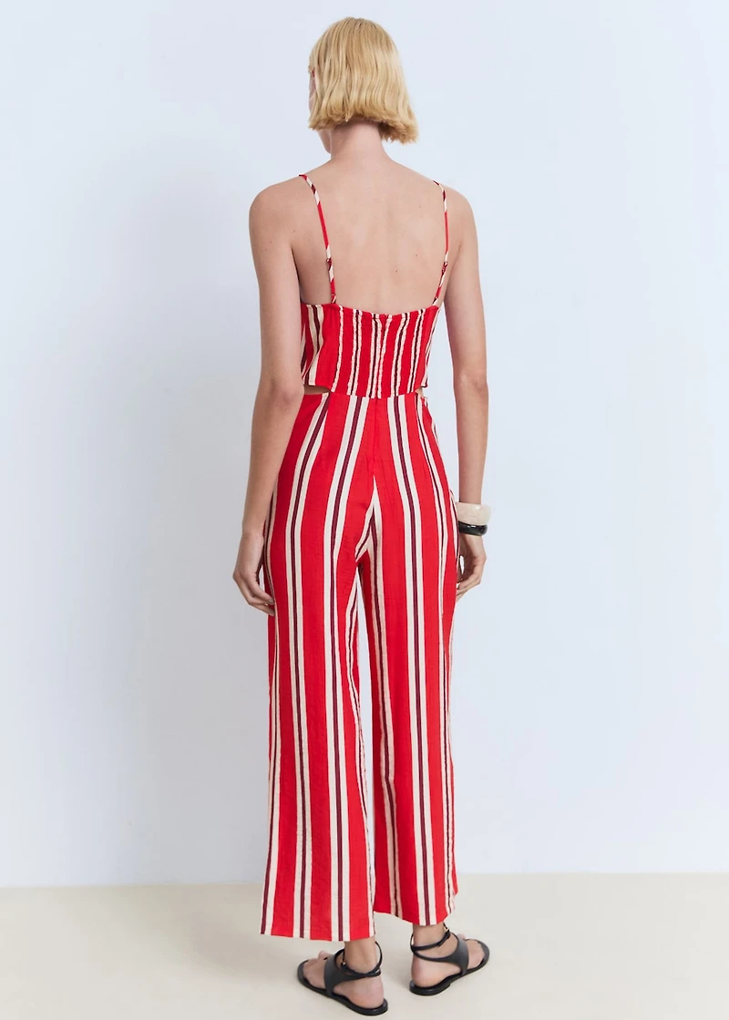 Striped jumpsuit with cut-out