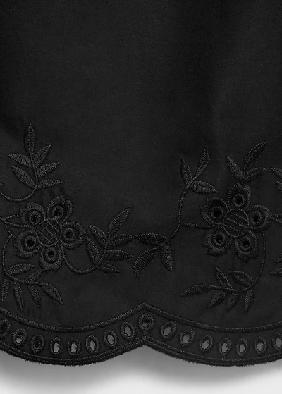 Satin shorts with embroidered hem