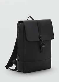 Rubberized backpack with flap closure