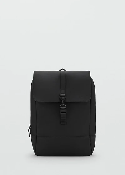 Rubberized backpack with flap closure