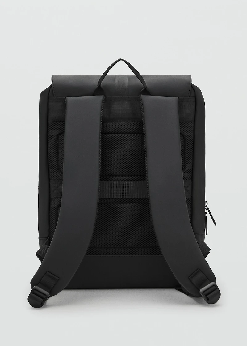 Rubberized backpack with flap closure