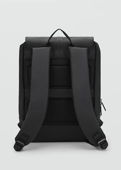 Rubberized backpack with flap closure