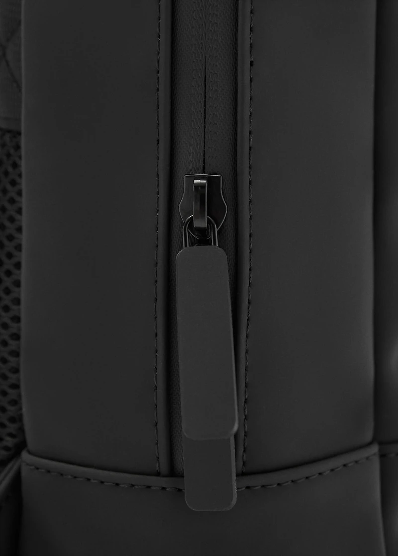 Rubberized backpack with flap closure