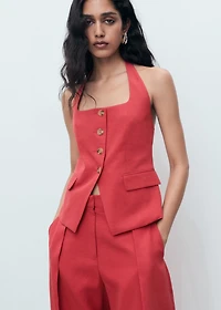 Linen-blend suit vest