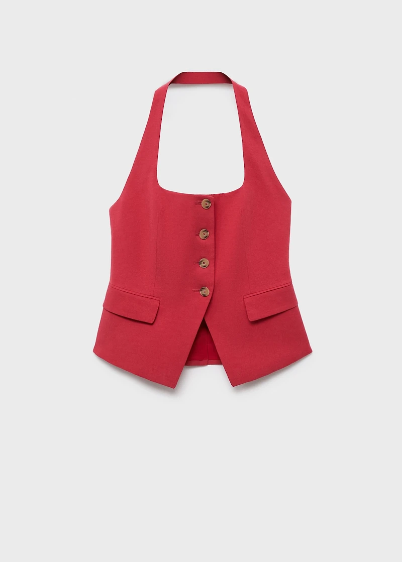 Linen-blend suit vest