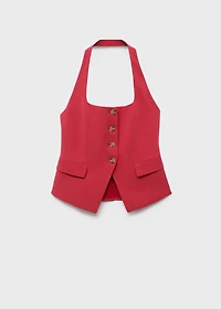 Linen-blend suit vest