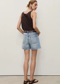 Denim shorts with frayed hem