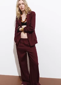 Linen suit pants with frayed ends