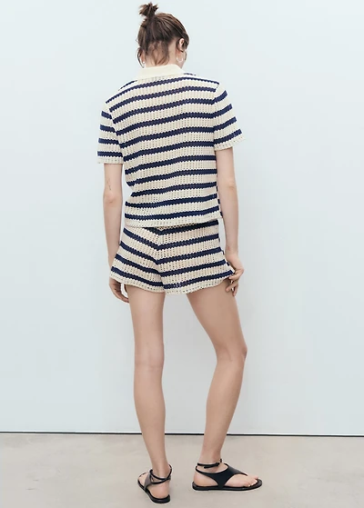 Striped crochet shorts