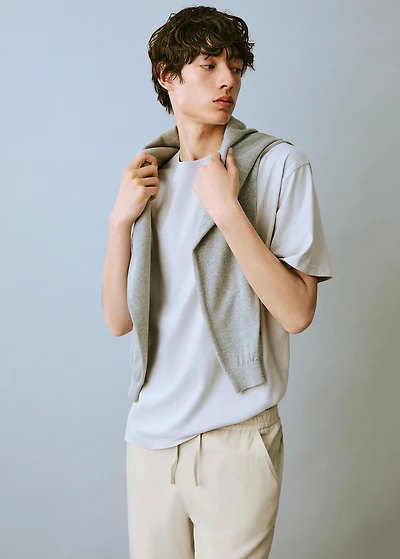 Cotton linen-blend trousers