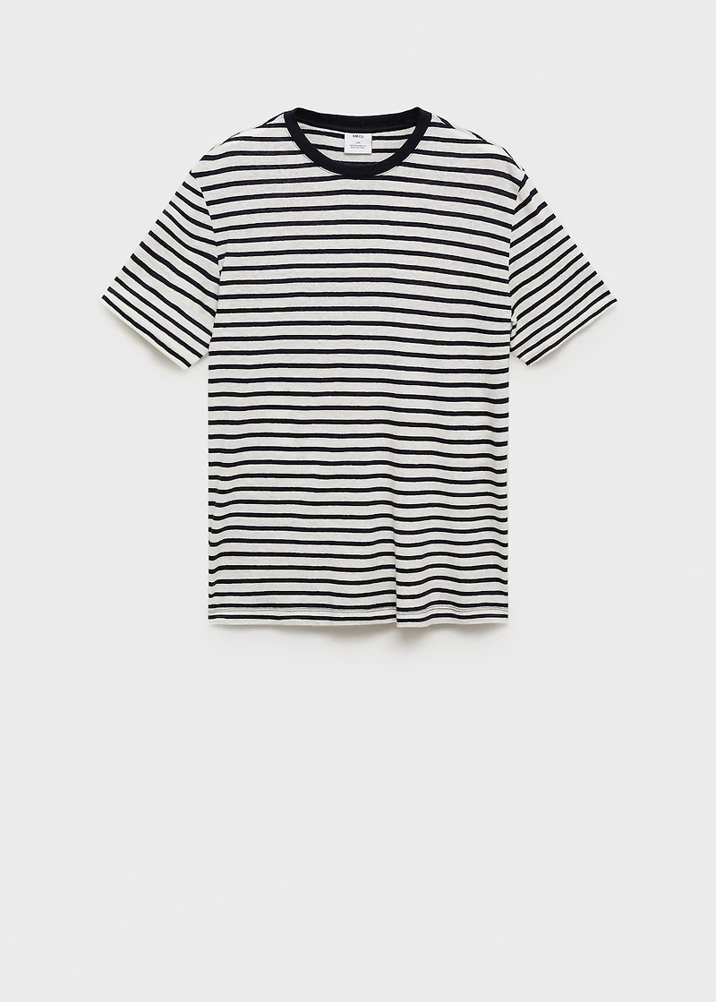 Striped slim-fit linen t-shirt