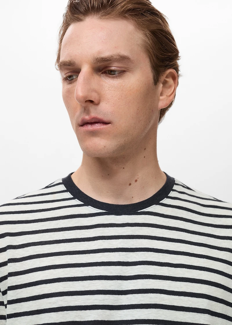 Striped slim-fit linen t-shirt
