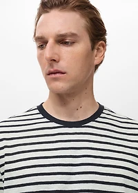 Striped slim-fit linen t-shirt