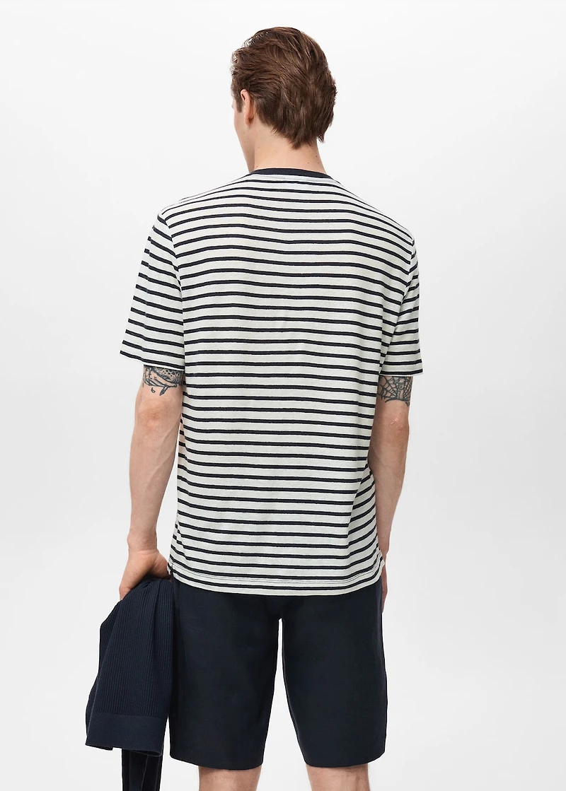 Striped slim-fit linen t-shirt
