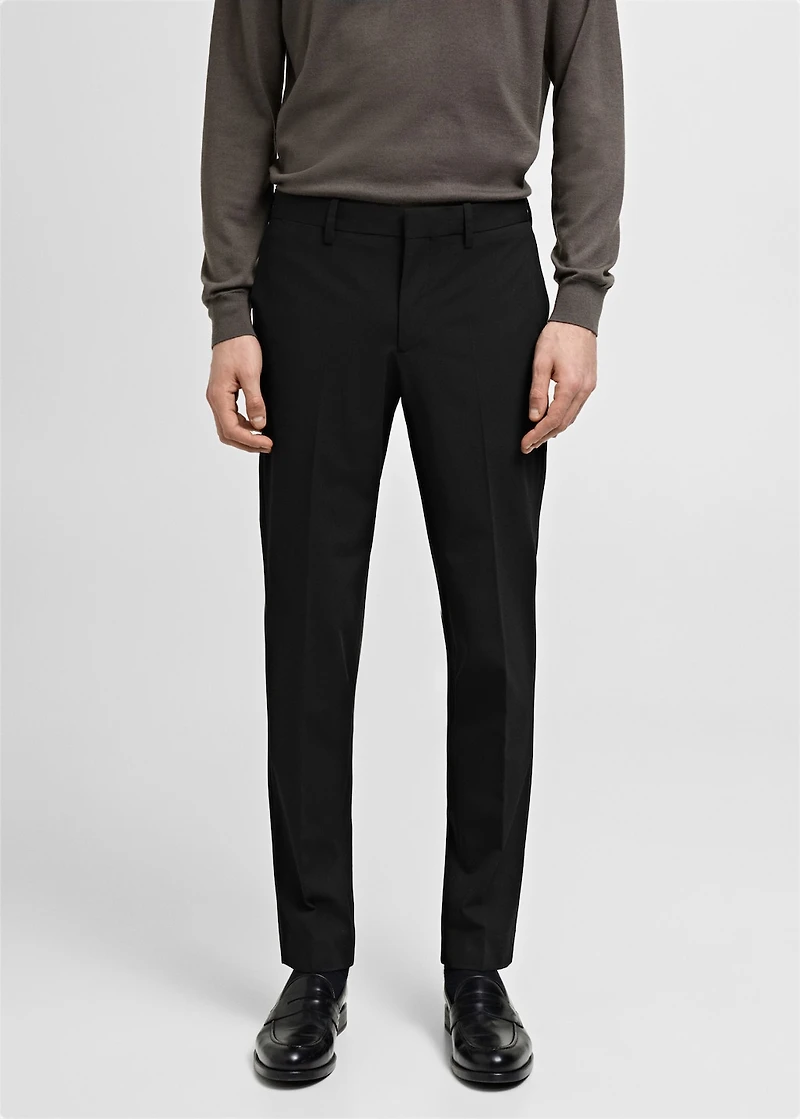Stretch fabric super slim-fit suit trousers