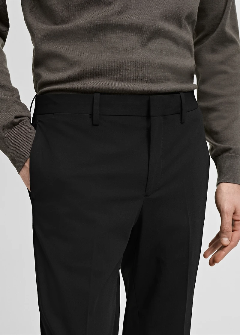 Stretch fabric super slim-fit suit trousers