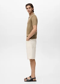 Knitted polo shirt with zipper and lace accents