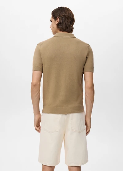 Knitted polo shirt with zipper and lace accents