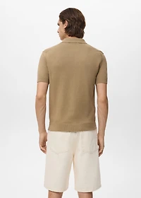 Knitted polo shirt with zipper and lace accents