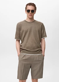 Contrasting cotton-blend T-shirt