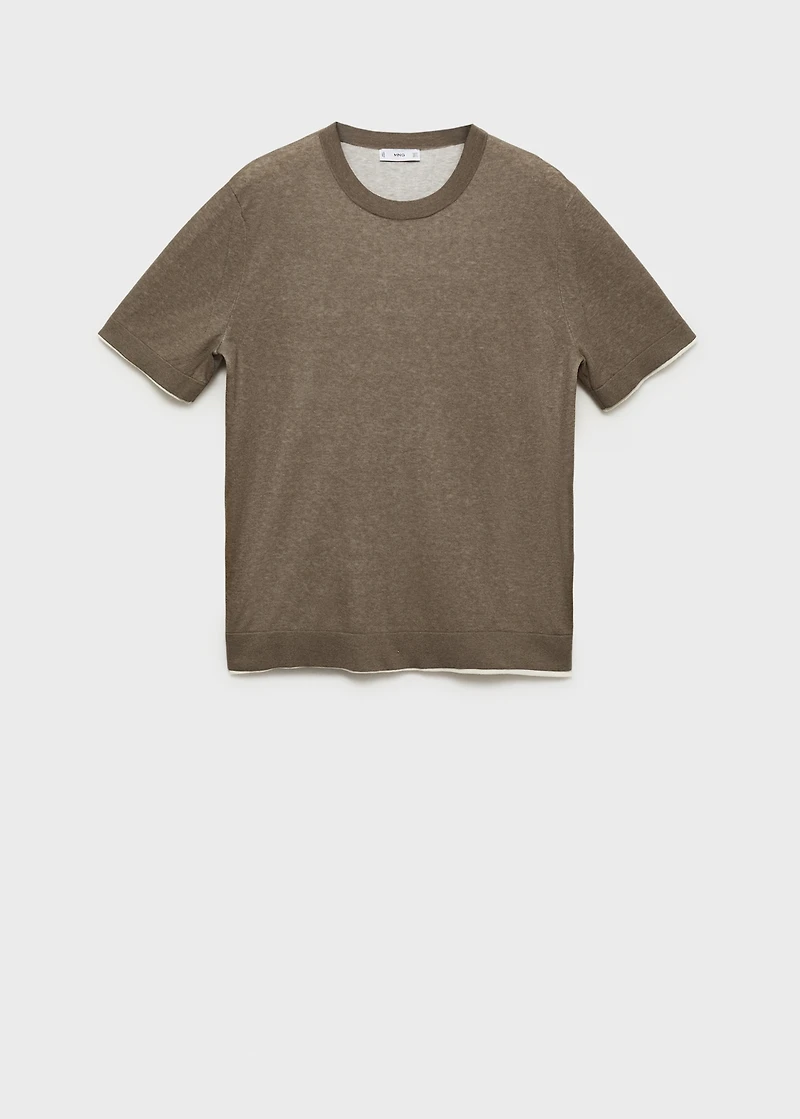 Contrasting cotton-blend T-shirt